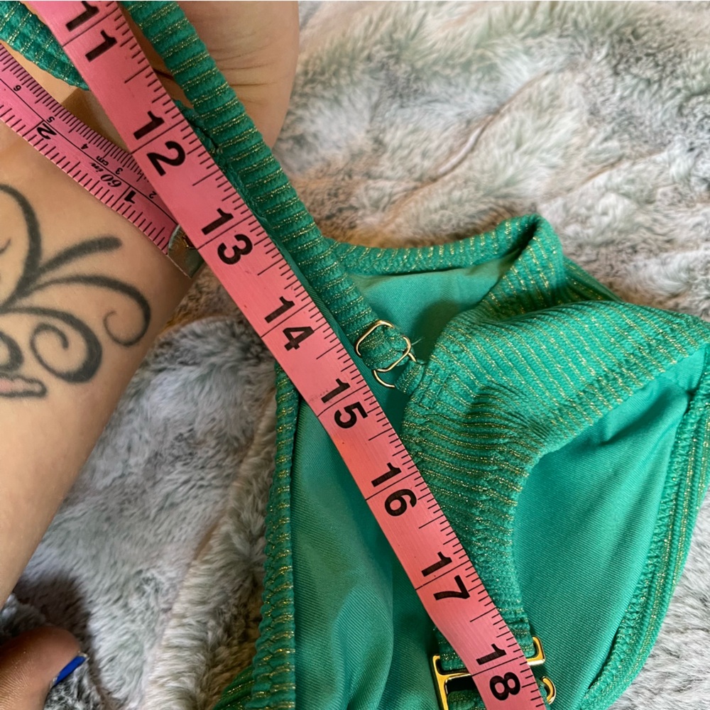 Green and Gold Adjustable Sparkle Bikini Top from Old Navy Size Medium NWT - Picture 10 of 10
